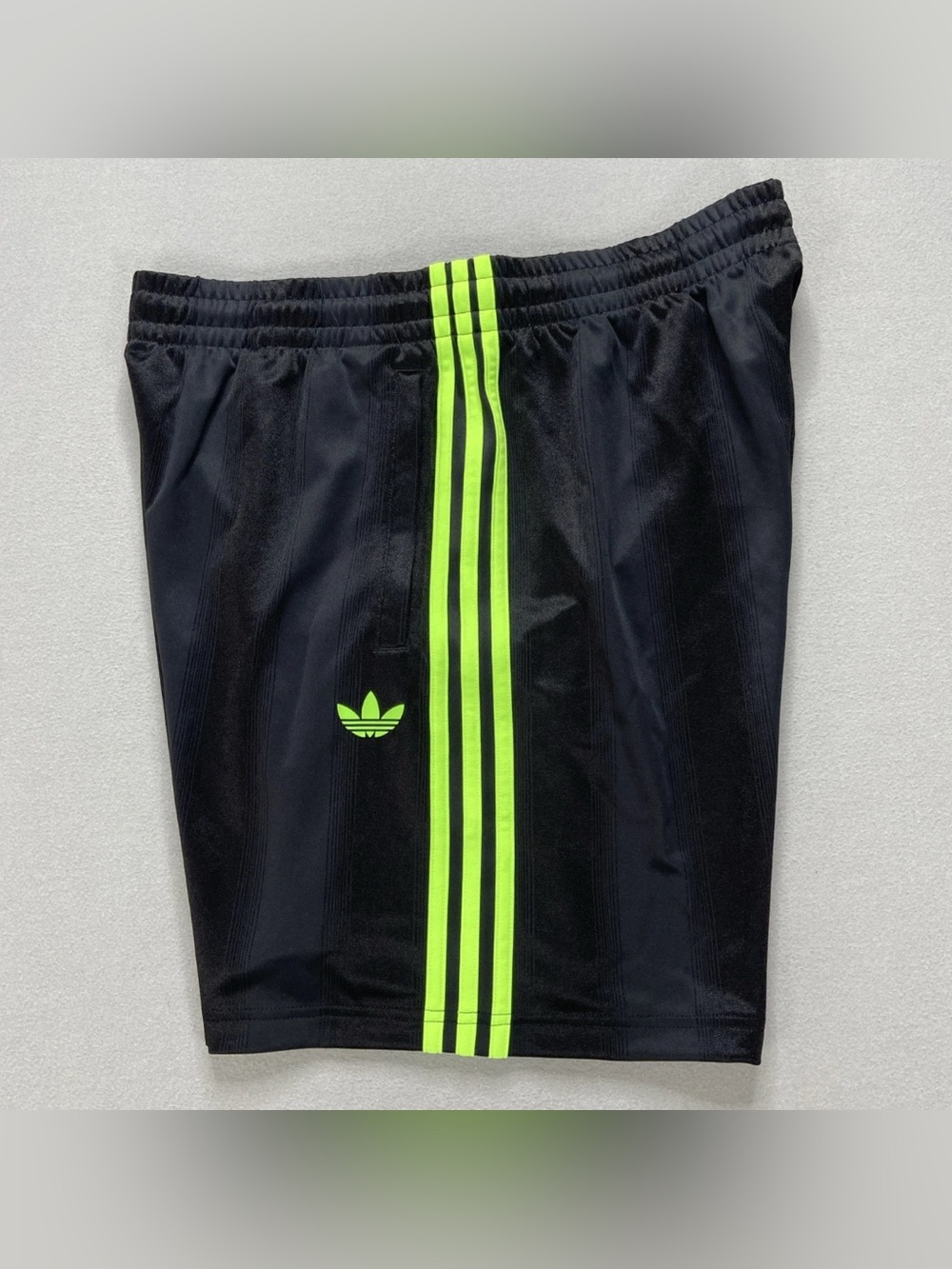 adidas Black Shorts with Neon Green Center Stripes adicolor jacquard JW5929